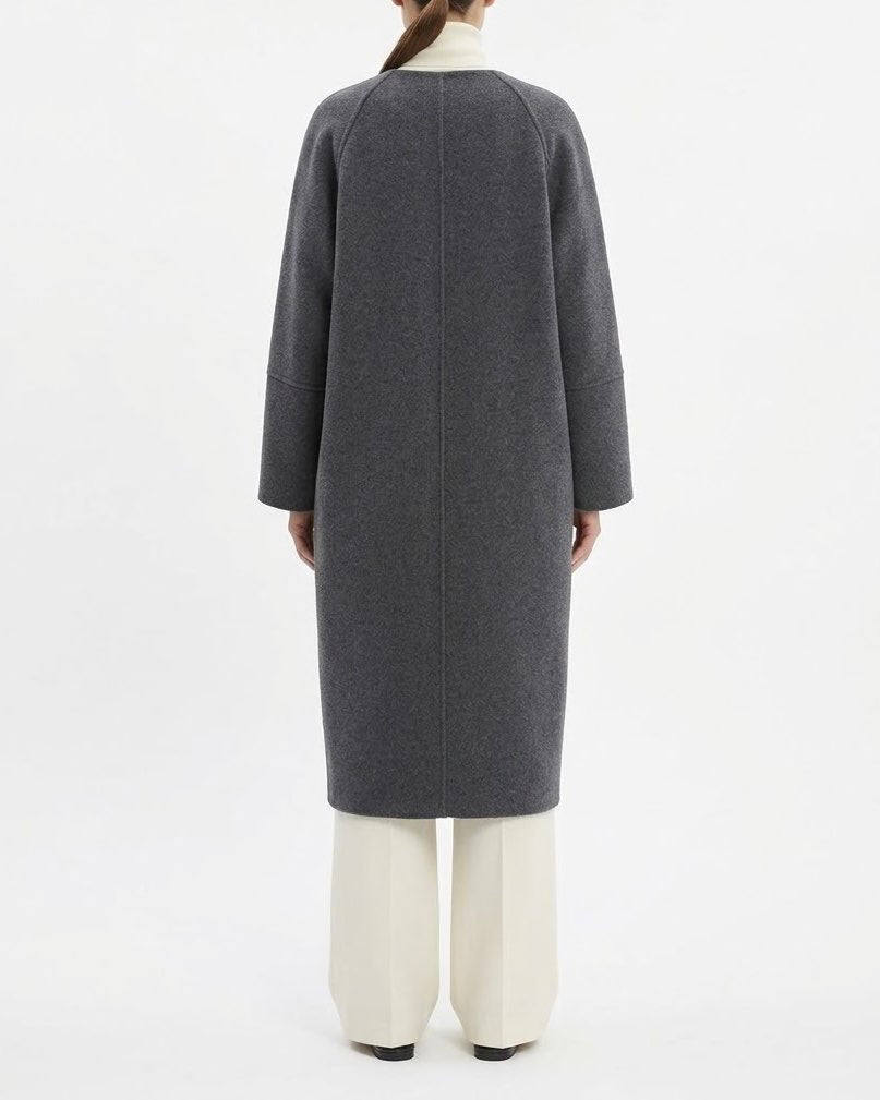 Cappotto Lungo H2O Italia in Misto Lana con Sciarpa Integrata