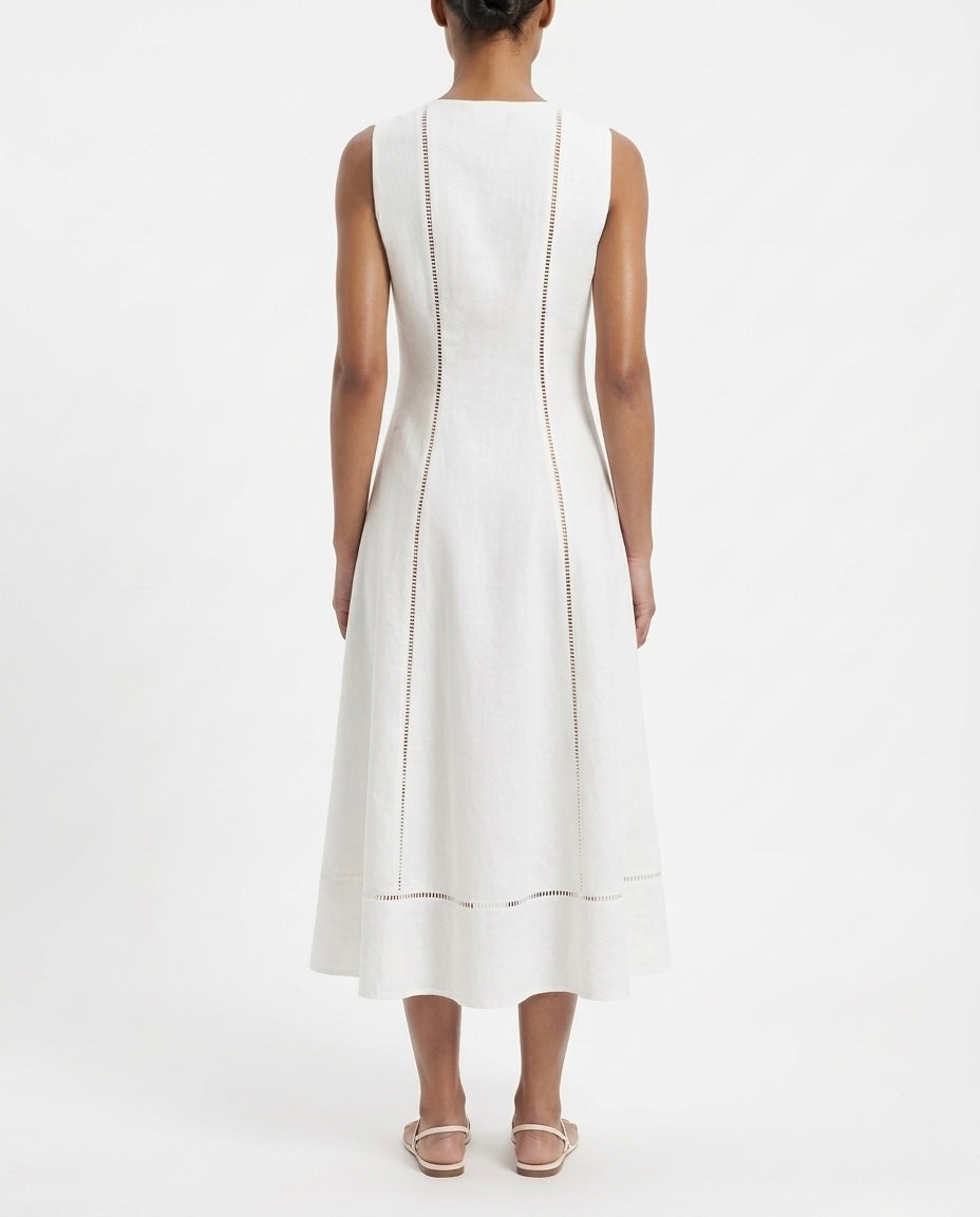Abito midi bianco in cotone