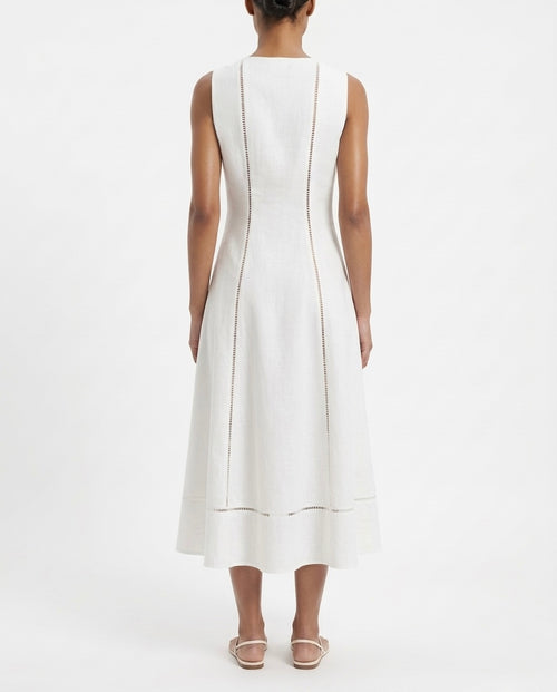 Abito midi bianco in cotone