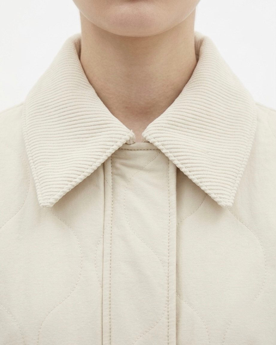 Selected Femme Giubbino trapuntato con cintura Bianco panna