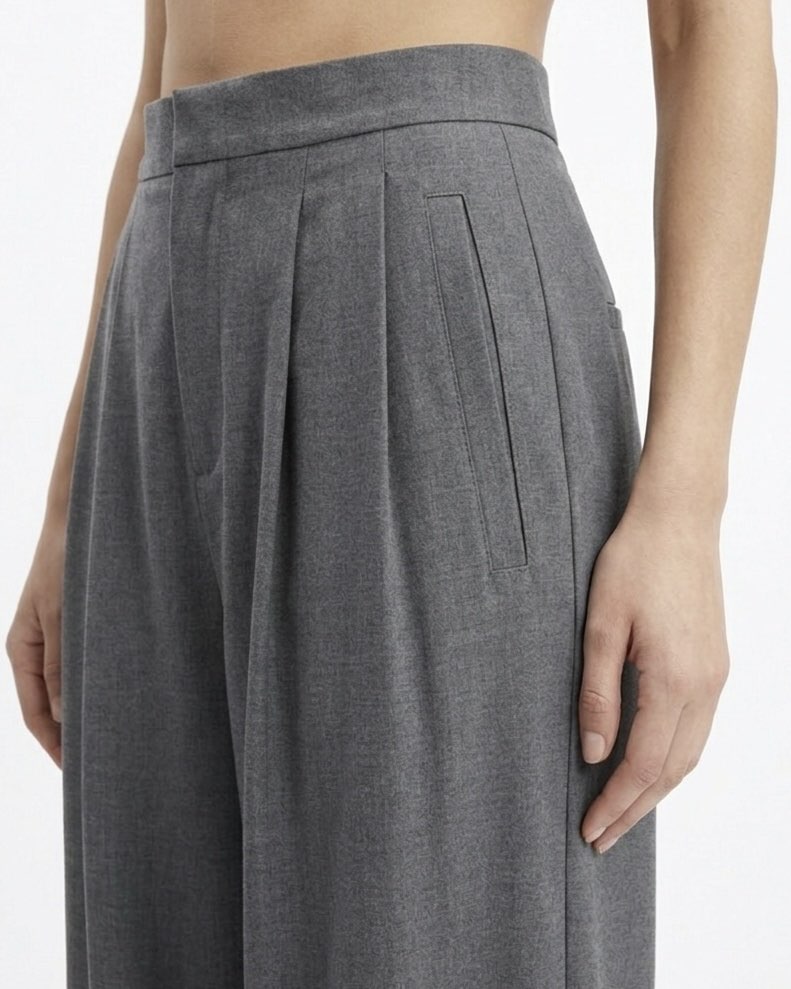 Pantalone Isabelle Blanche Wide Leg con Pieghe Blu Notte e Nero