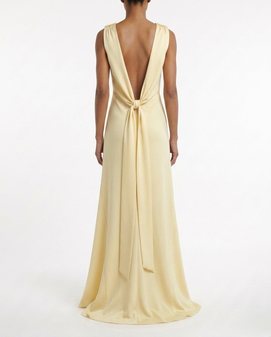 Abito lungo satinato senza maniche