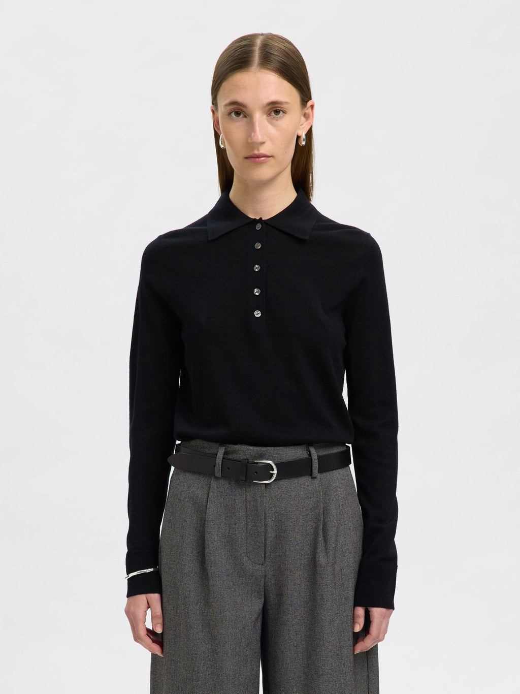 Maglia polo in lana merino