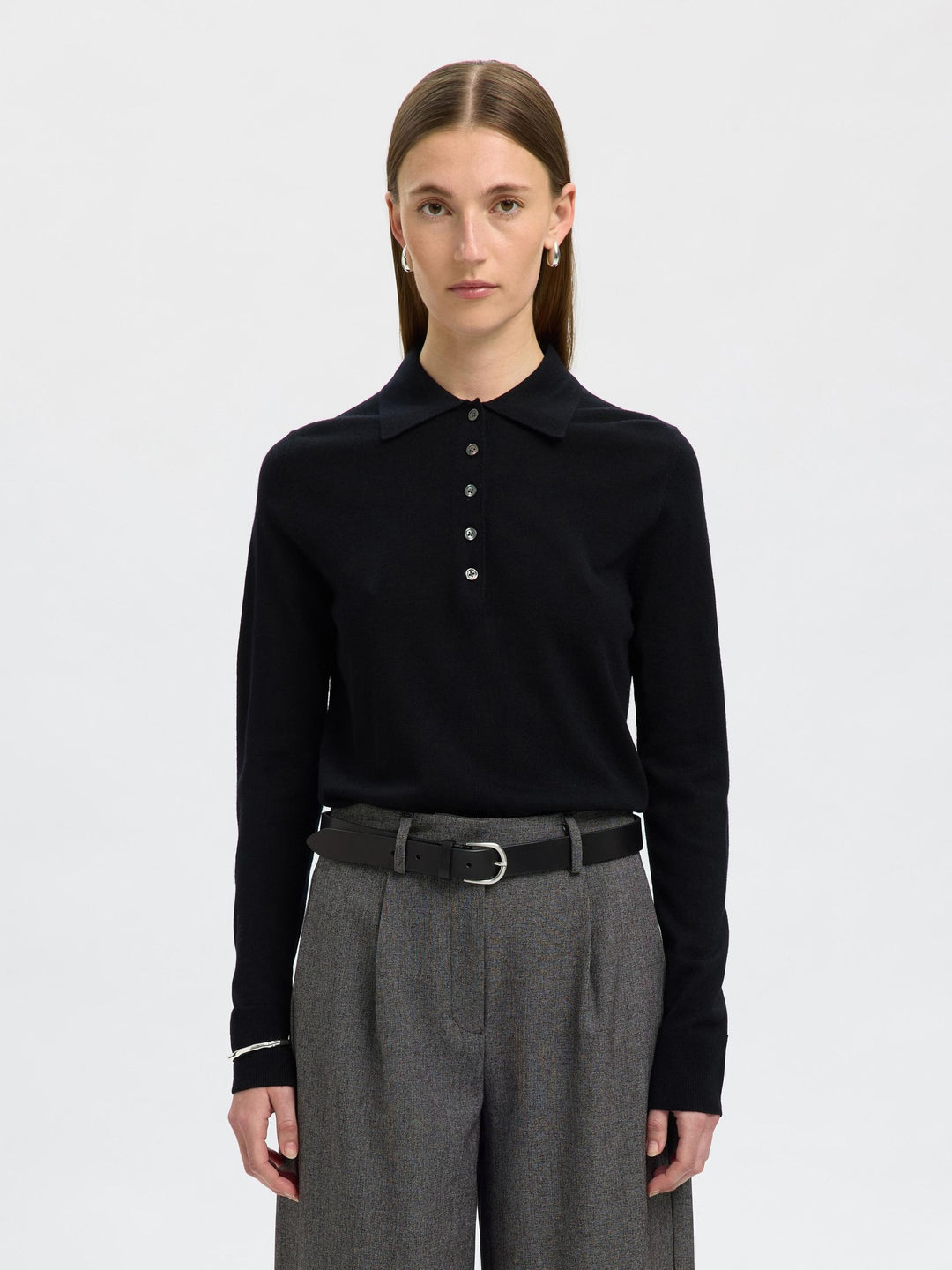 Maglia polo in lana merino