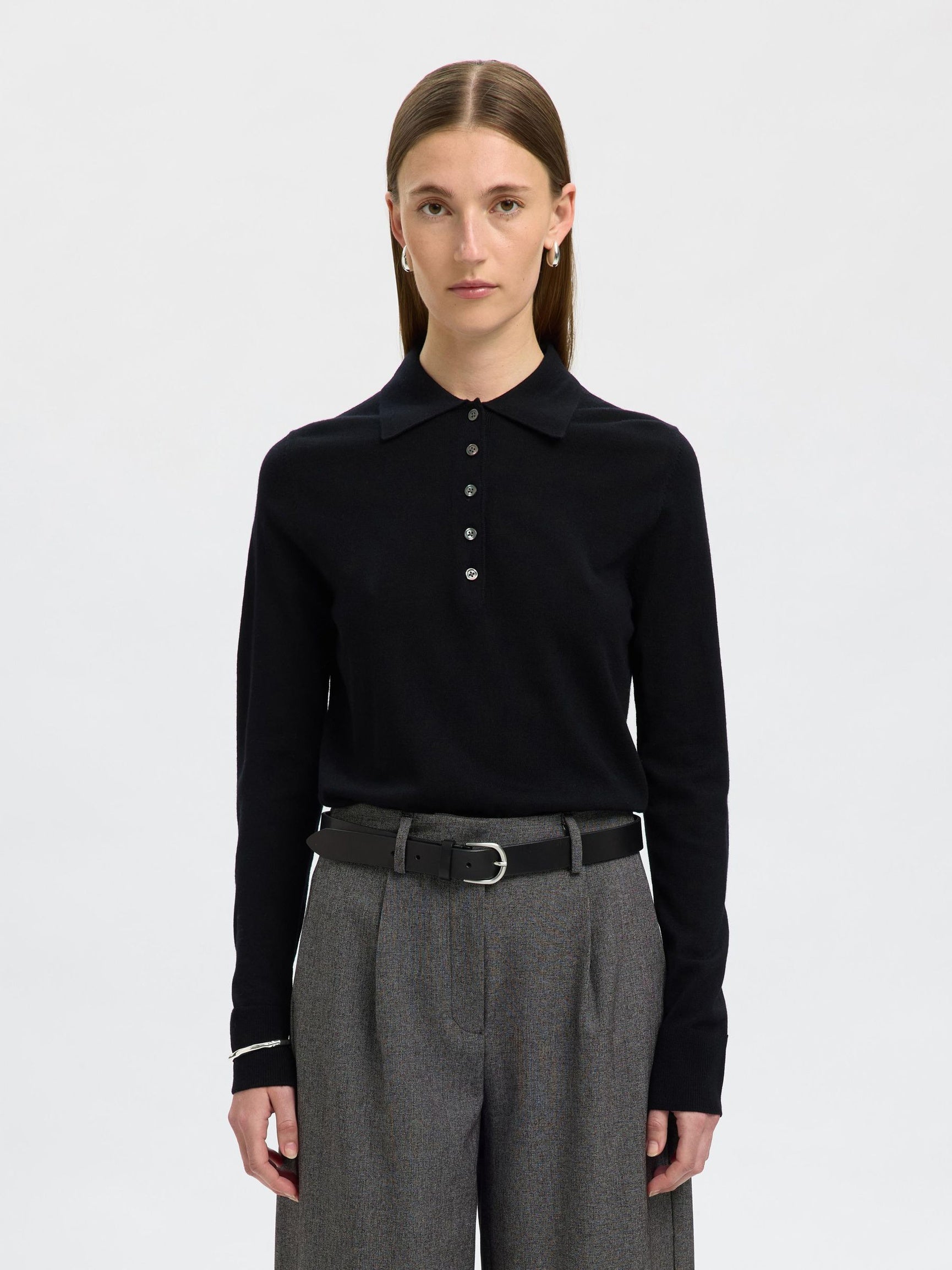 Maglia polo in lana merino