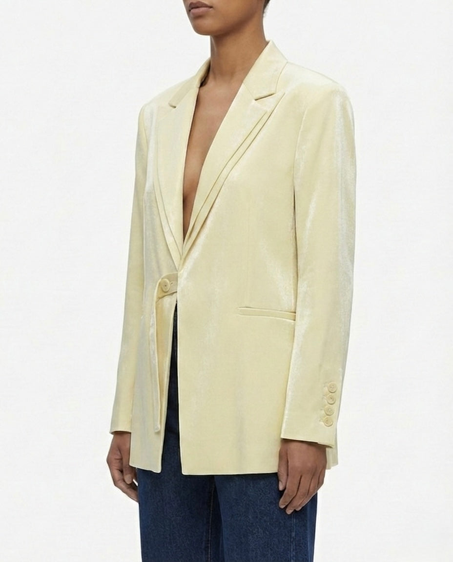 Blazer in tessuto lucido con doppio revers