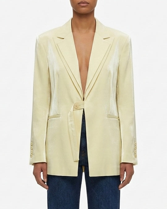 Blazer in tessuto lucido con doppio revers