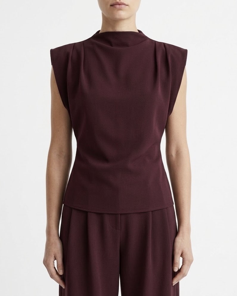 Blusa drappeggiata con spalle strutturate H2O Italia Amarone
