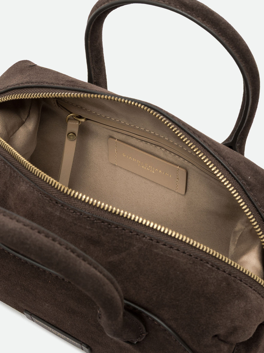 Borsa a Mano Gianni Chiarini Gemma Media in Pelle Scamosciata Moka