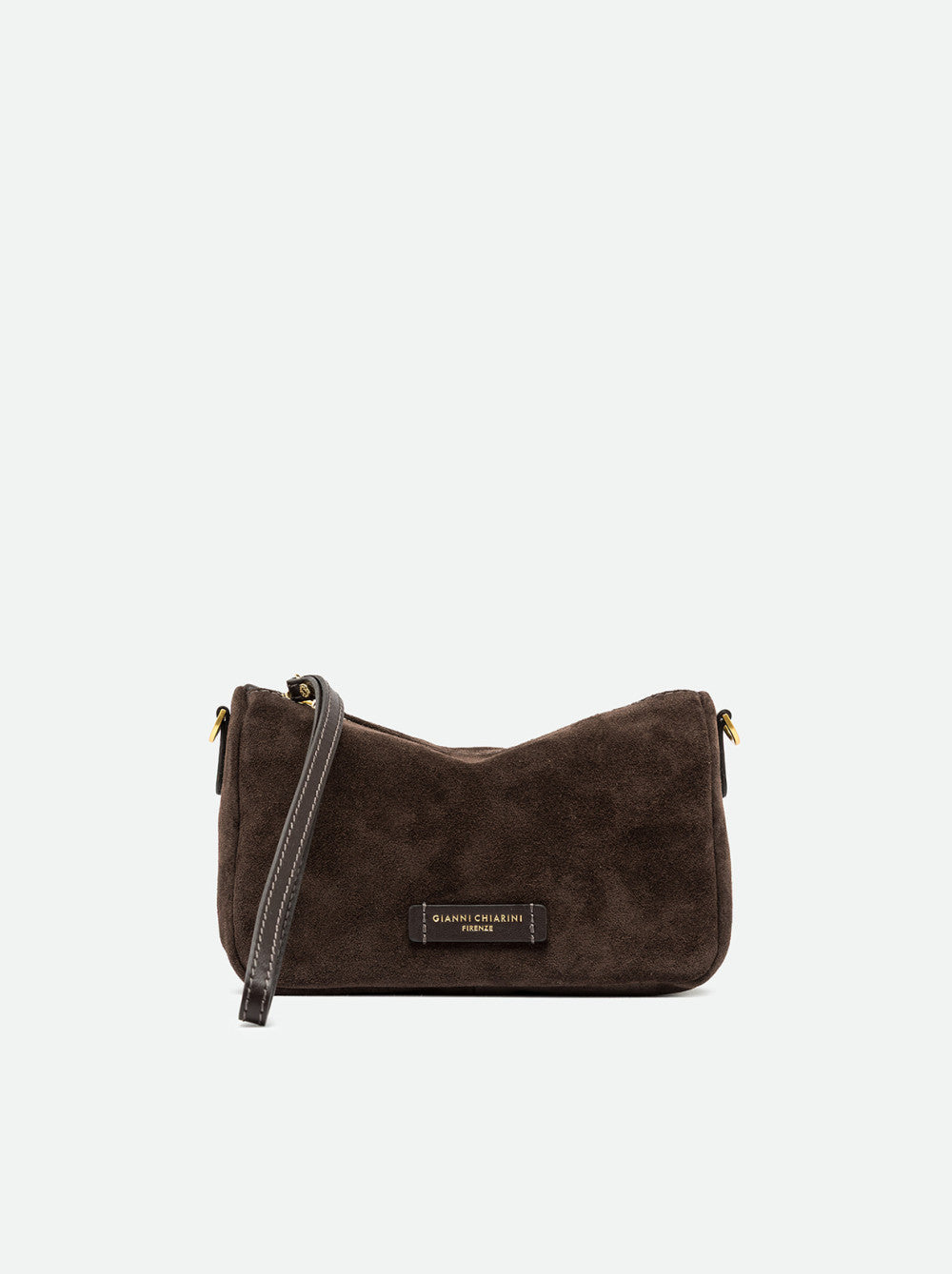 Borsa a Spalla Gianni Chiarini Nora Pouch Piccola in Pelle Scamosciata Moka