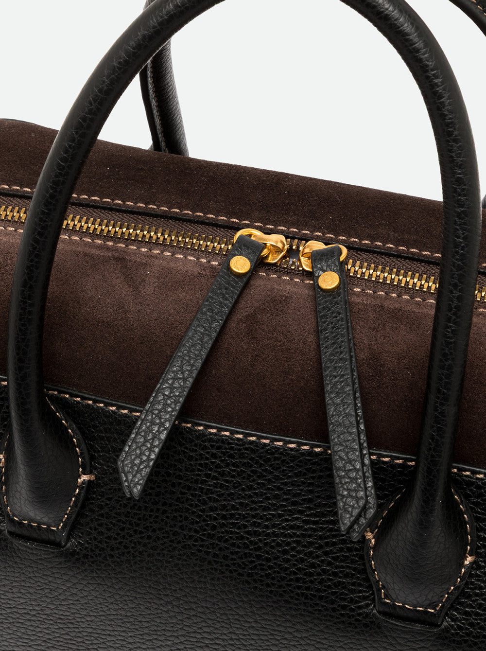 Borsa a Mano Gianni Chiarini Gemma Grande in Pelle Martellata e Camoscio Nero e Moka