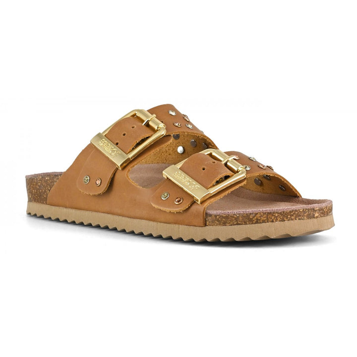 Sandali doppia fascia con borchie