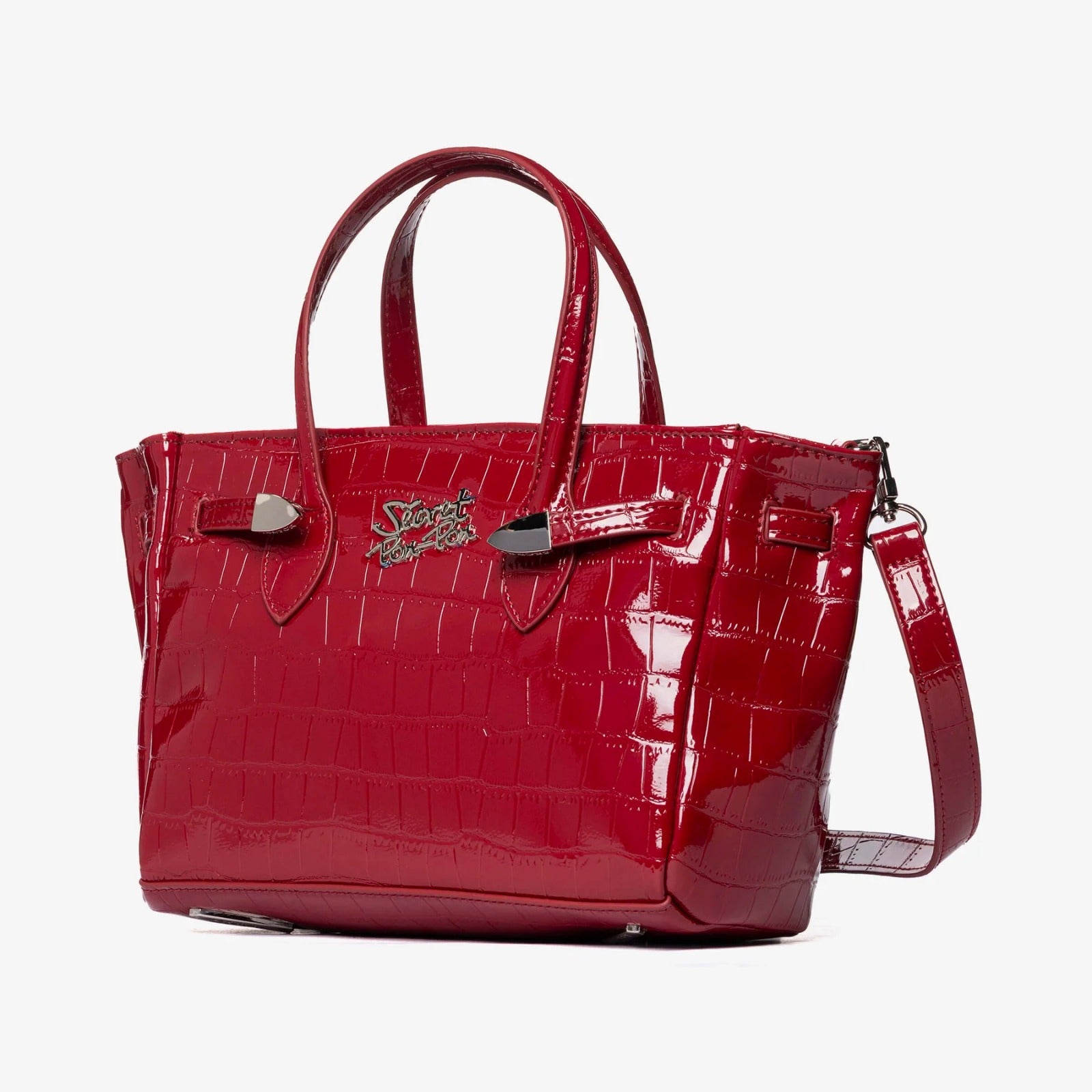 Borsa a Mano Effetto Coccodrillo con Tracolla