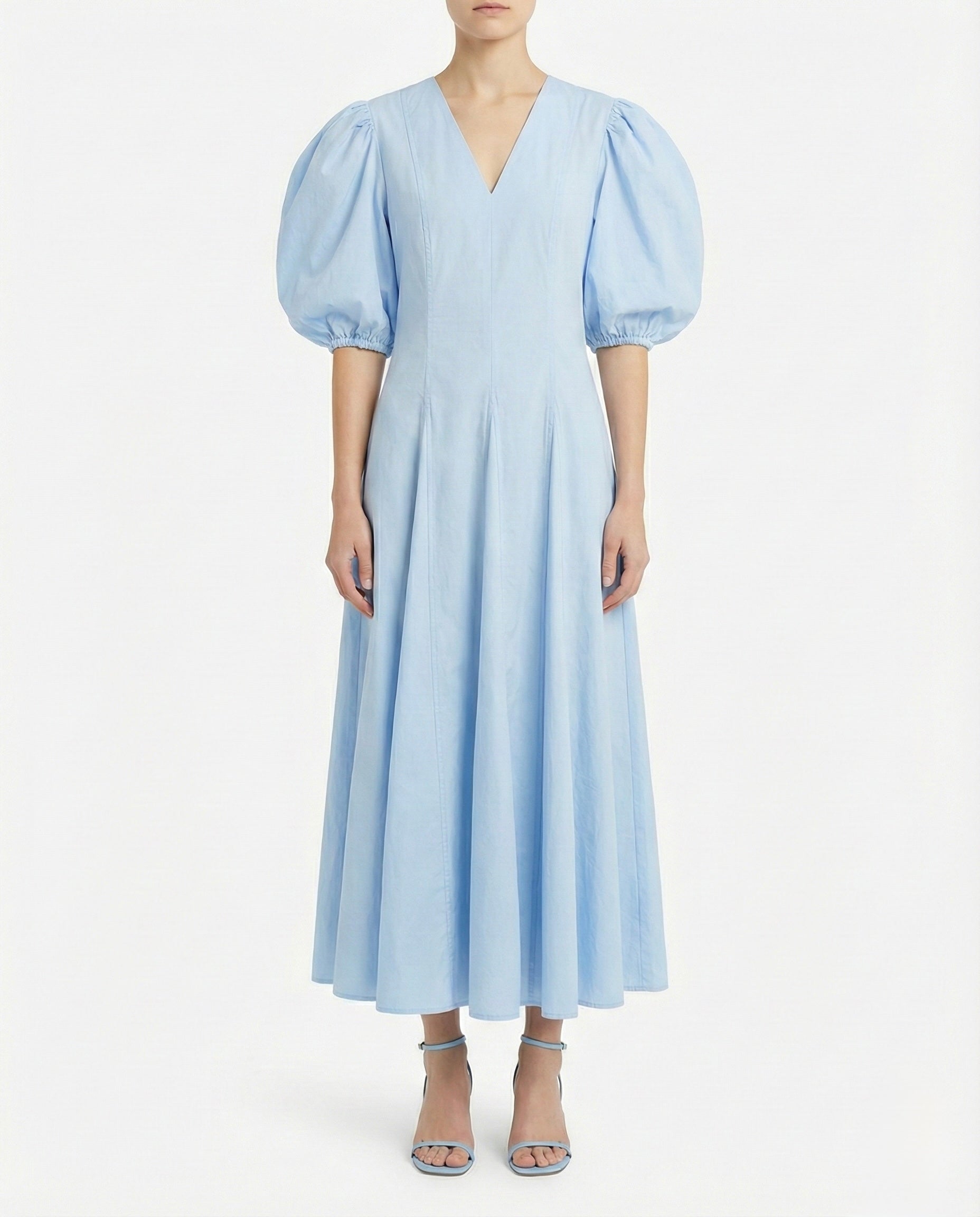 Abito midi con maniche a palloncino