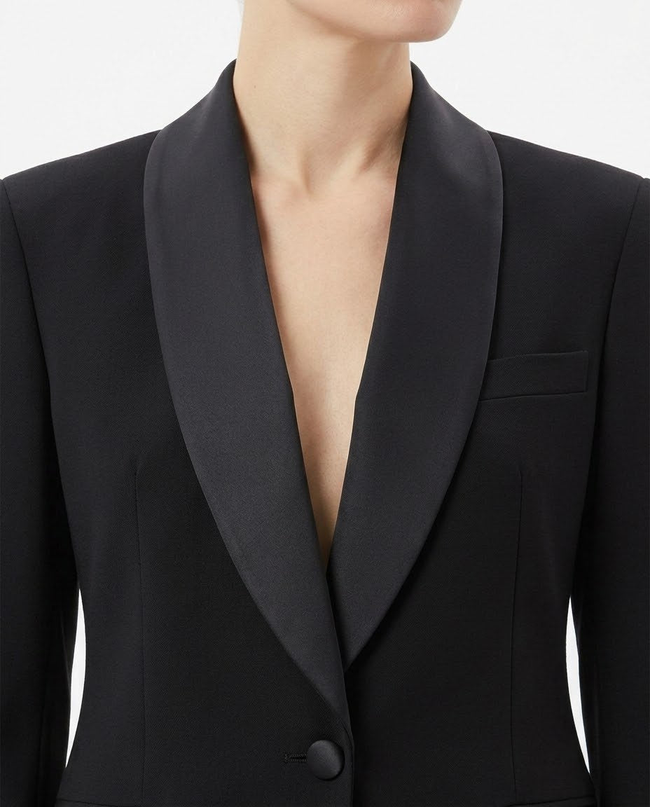 Giacca blazer monopetto con revers satinato H2O Italia