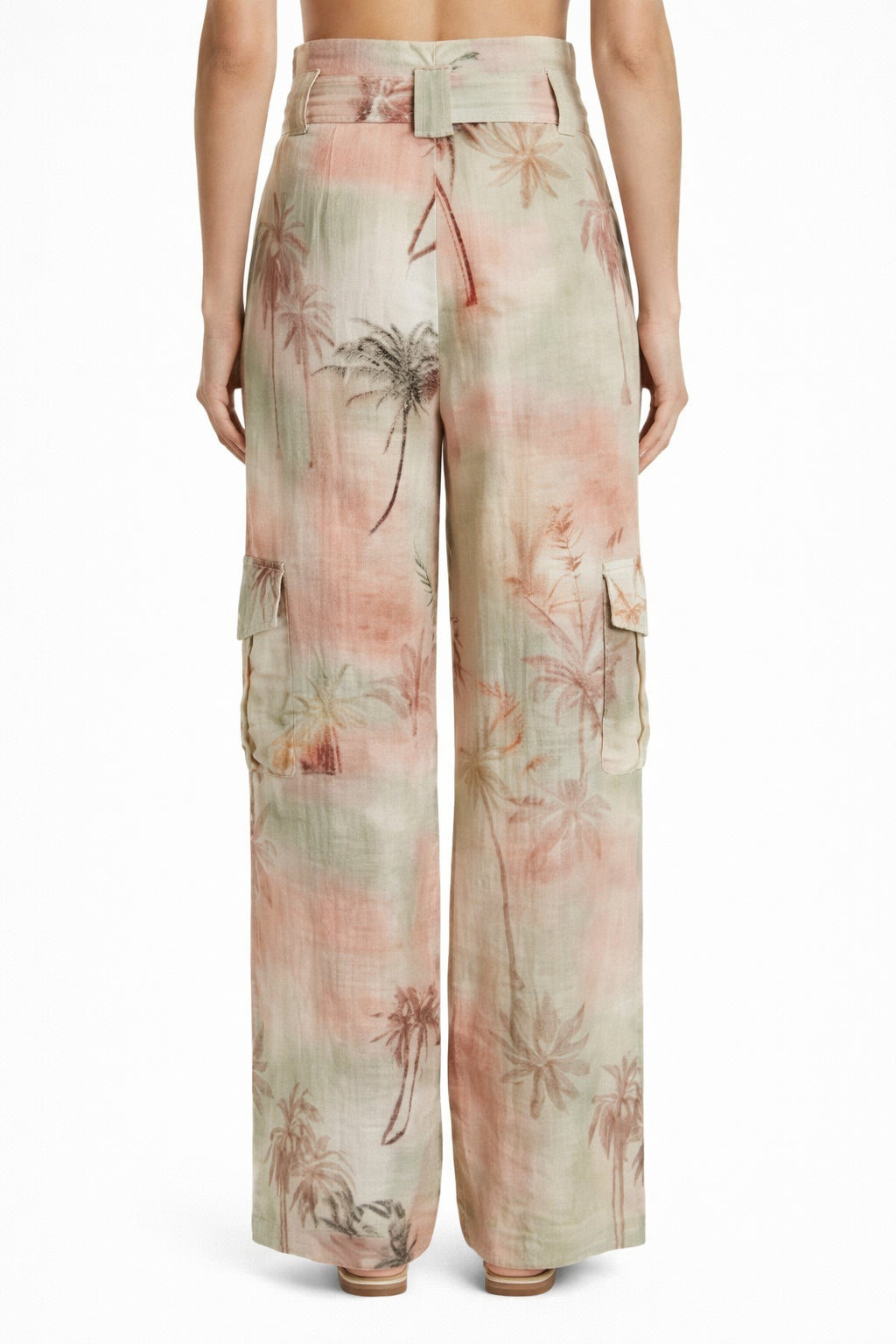 Pantaloni cargo palazzo stampa palme