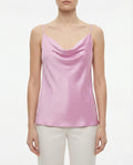 Top in raso con scollo drappeggiato e