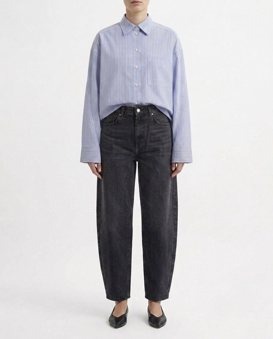 Selected Femme Camicia cropped oversize a righe