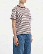 T-shirt a righe bordeaux e bianche
