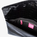 Clutch nera effetto cocco