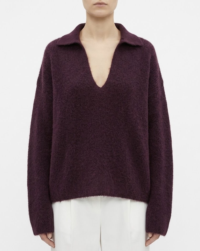 Maglia H2O Italia in Alpaca Amarone e Grigio con Scollo a V