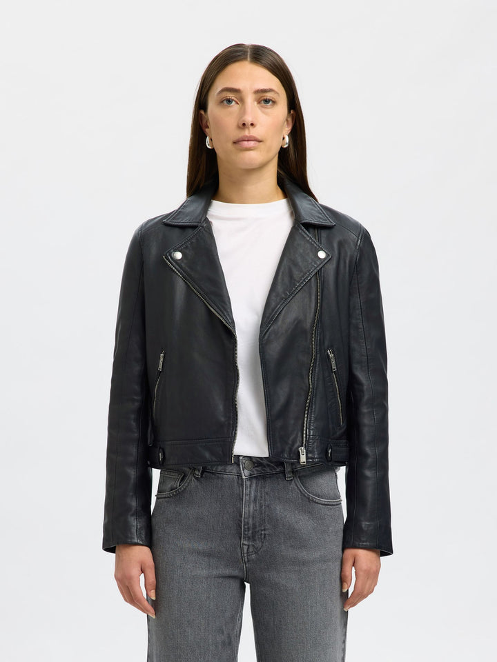 Giacca biker in pelle