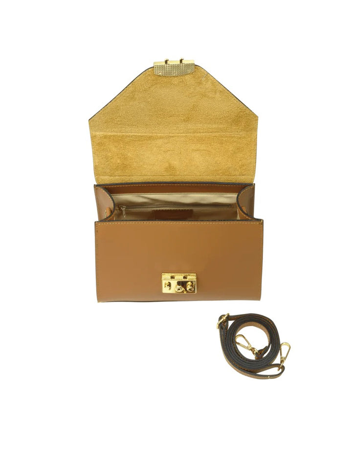 Borsa a Mano in Pelle con Chiusura Oro