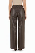 Pantaloni wide leg effetto pelle