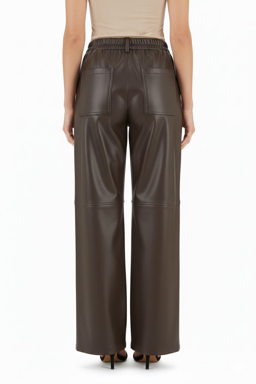 Pantaloni wide leg effetto pelle