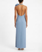 Abito lungo monospalla con fiore