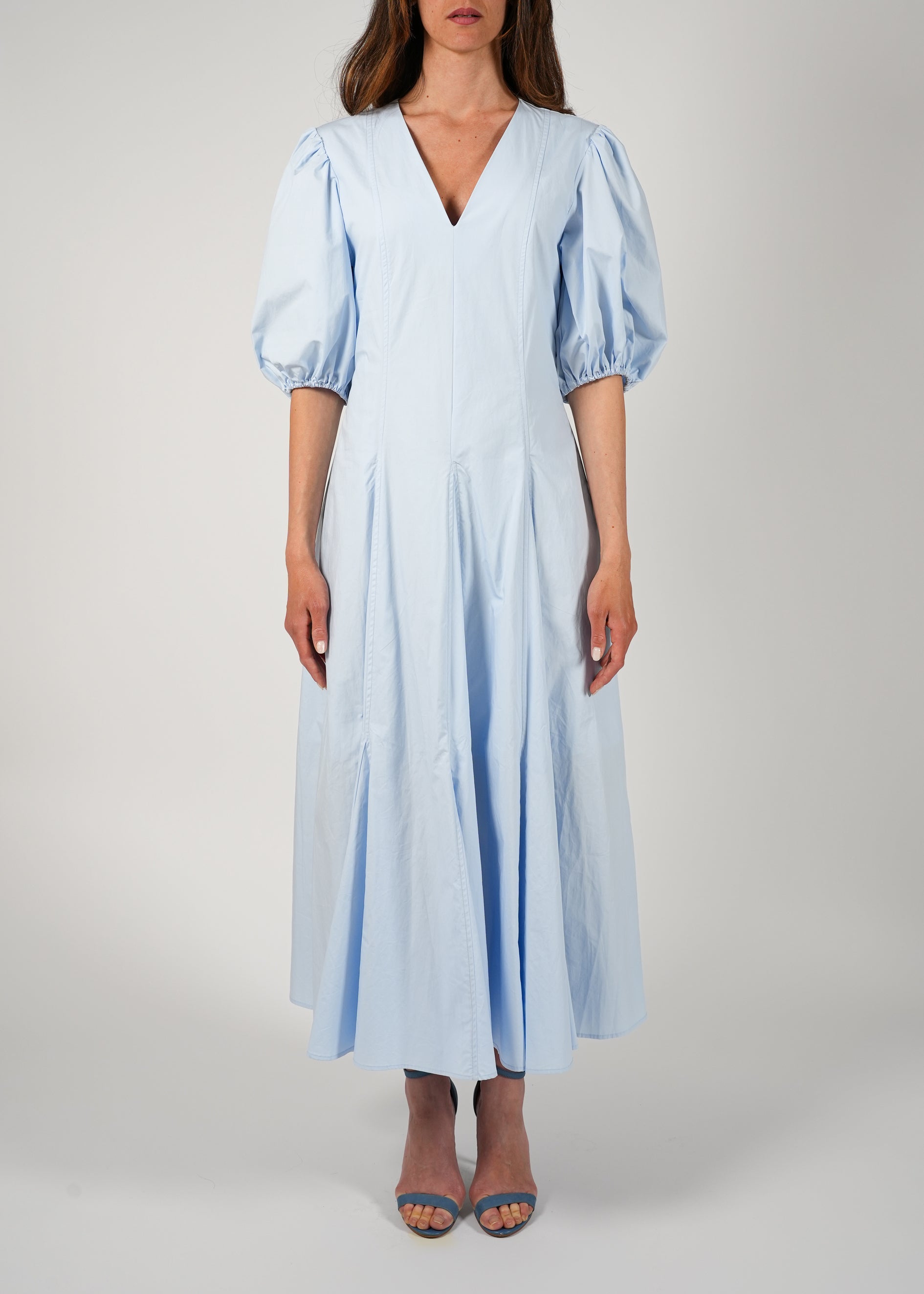 Abito midi con maniche a palloncino