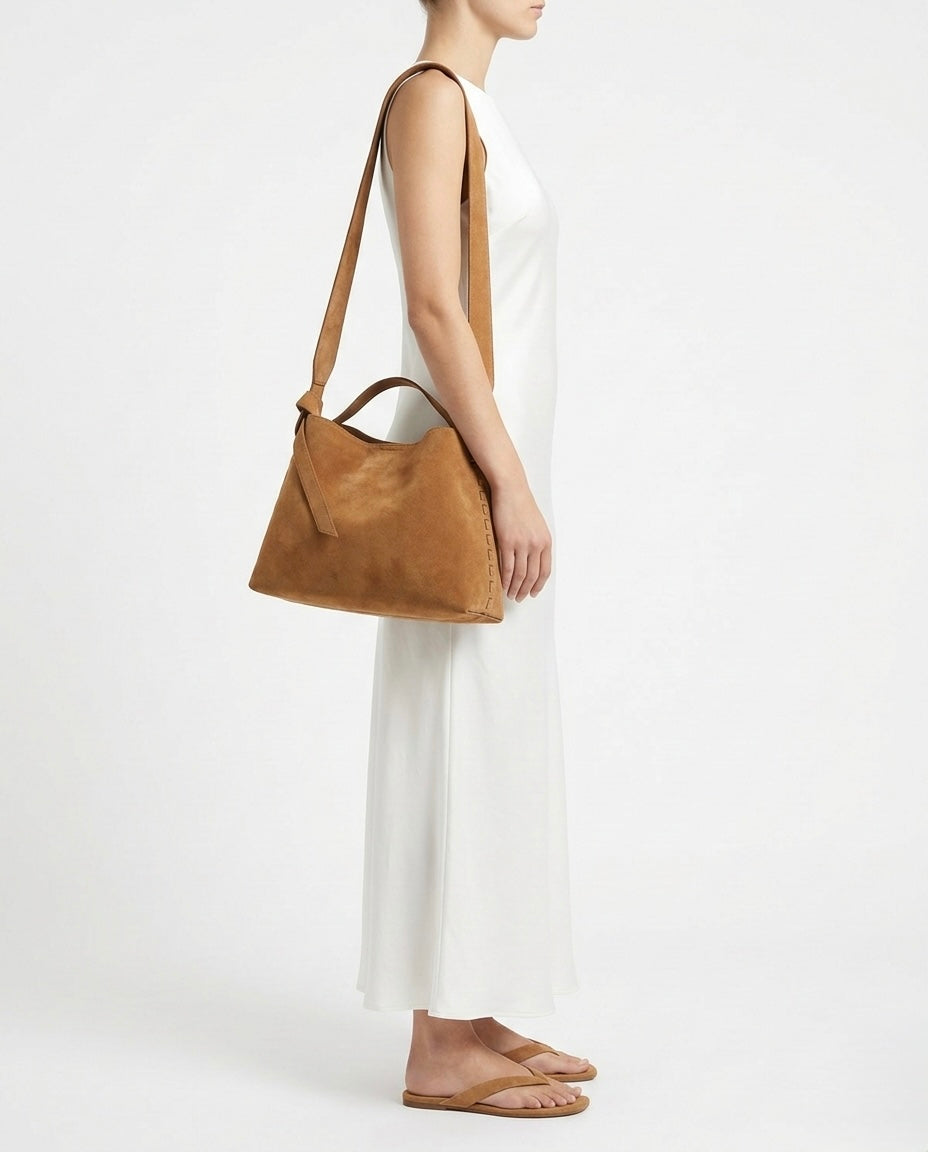 Borsa in pelle scamosciata