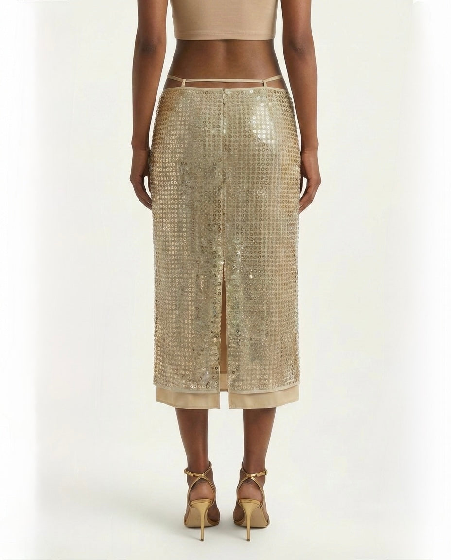 Gonna mini paillettes oro