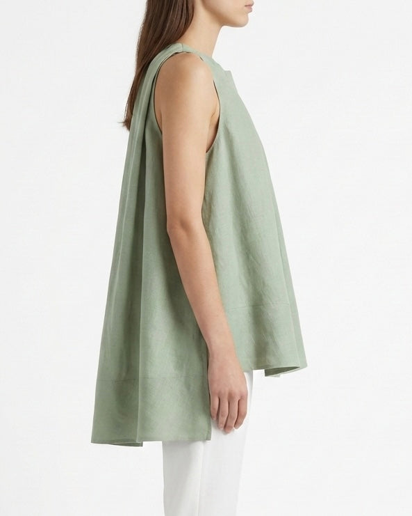 Top in lino con drappeggio