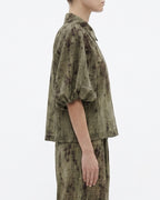 Camicia crop verde fantasia