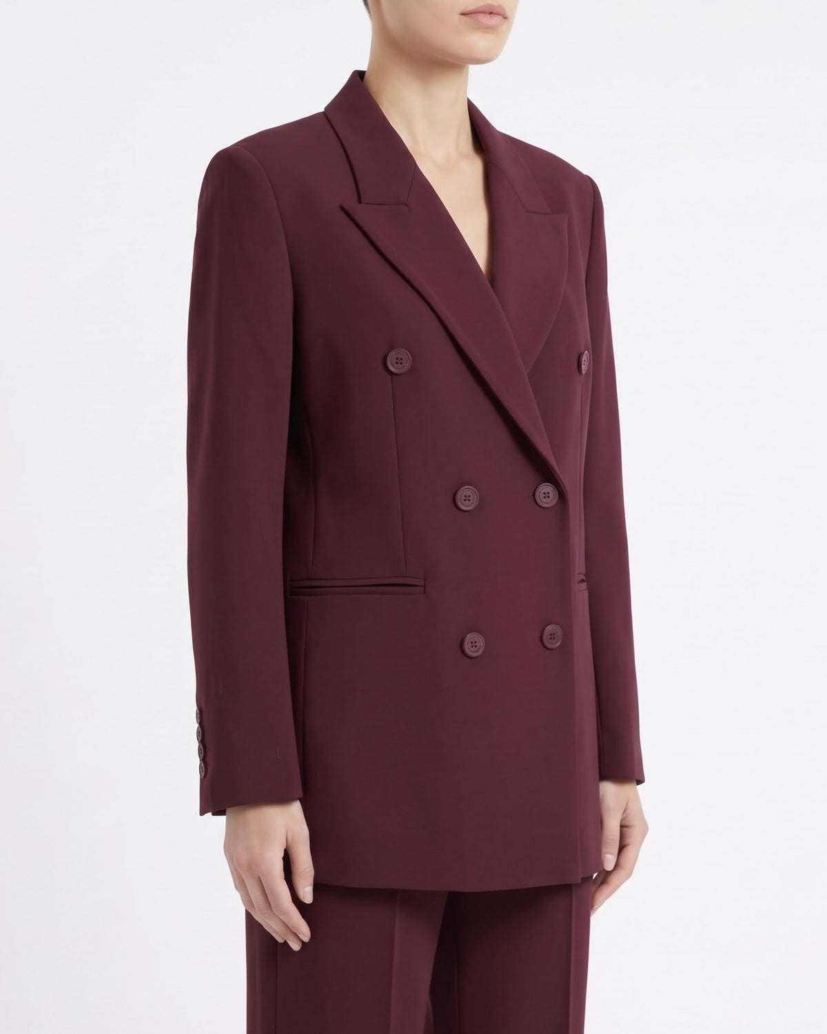 Blazer Doppiopetto Isabelle Blanche Bordeaux con Collo a Lancia