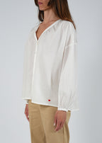 Blusa ascollo a V e maniche a sbuffo