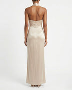 Abito lungo halter con drappeggio