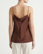 Top in raso con scollo drappeggiato e