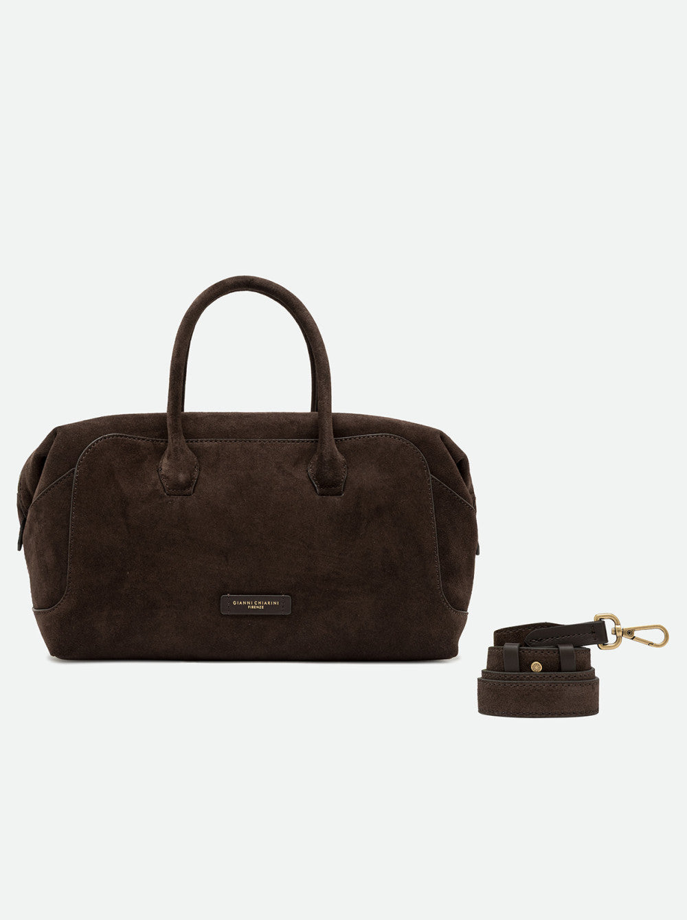 Borsa a Mano Gianni Chiarini Gemma Grande in Pelle Scamosciata Moka