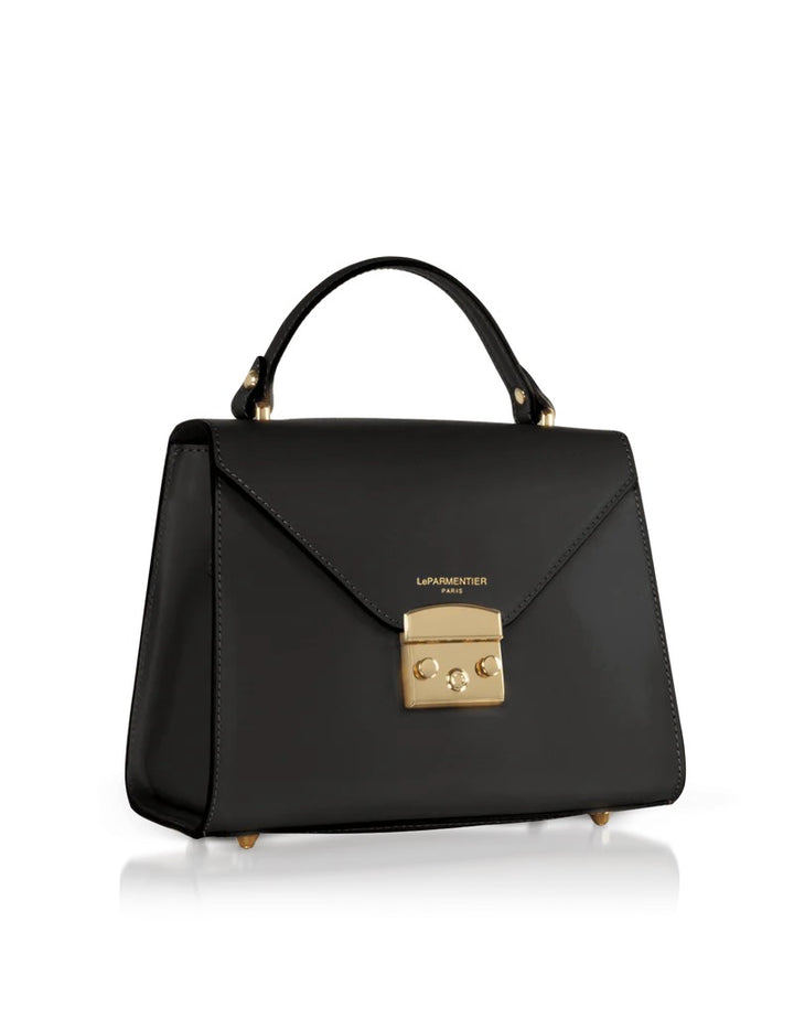 Borsa a Mano in Pelle con Chiusura Oro