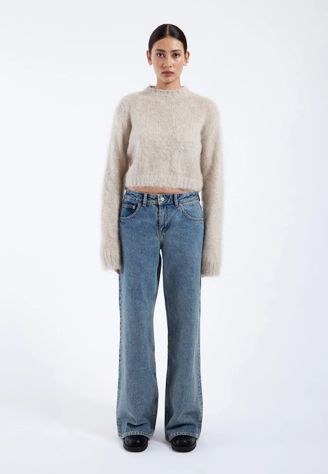 Maglione corto in misto mohair