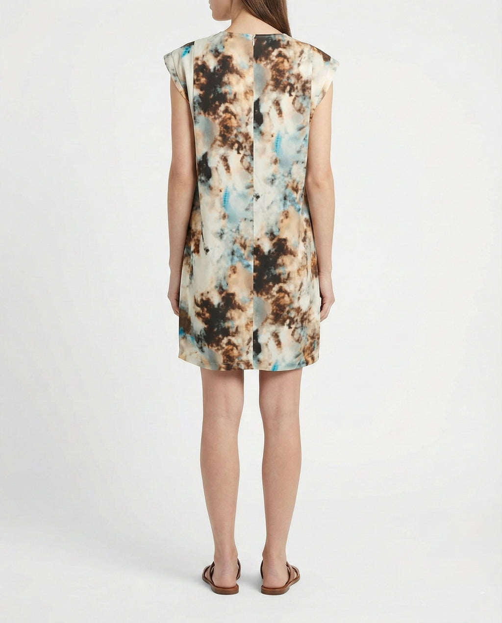 Abito smanicato con stampa astratta