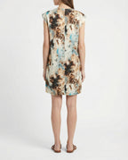 Abito smanicato con stampa astratta