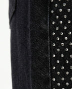 Jeans neri a gamba larga con applicazioni