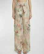 Pantaloni cargo palazzo stampa palme