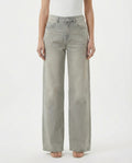 Jeans beige con strass laterali
