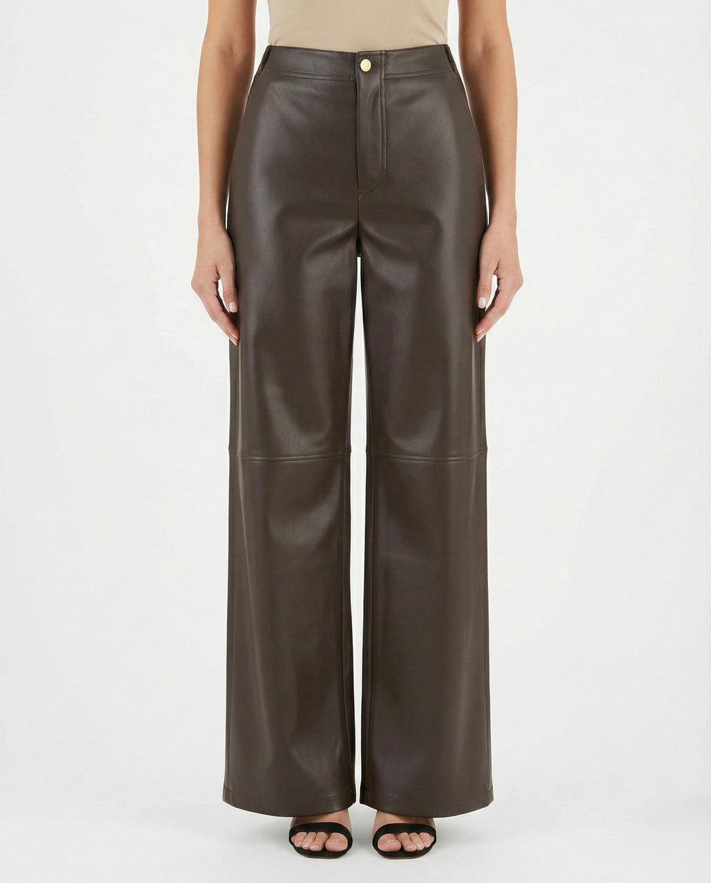 Pantaloni wide leg effetto pelle