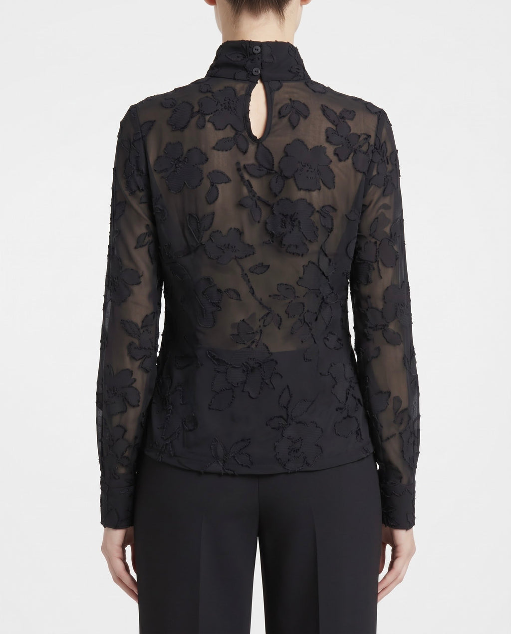Blusa Isabelle Blanche Asimmetrica in Jersey Devoré Floreale