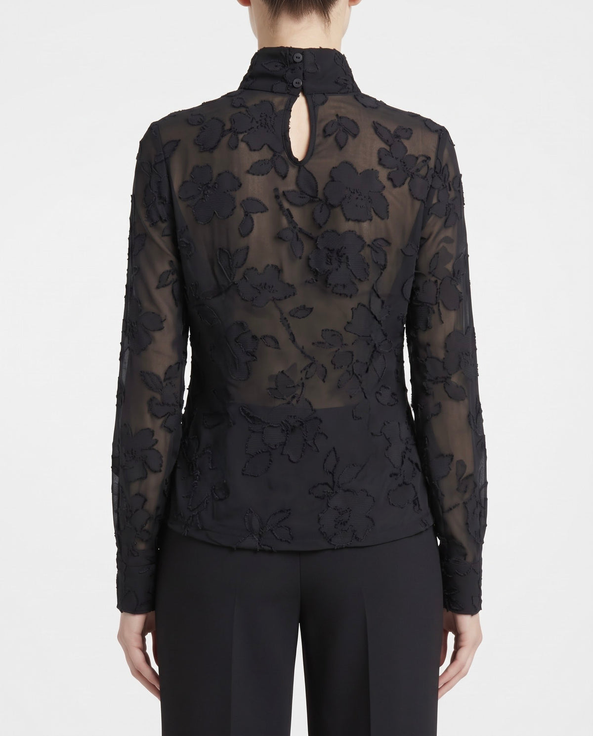Blusa Isabelle Blanche Asimmetrica in Jersey Devoré Floreale